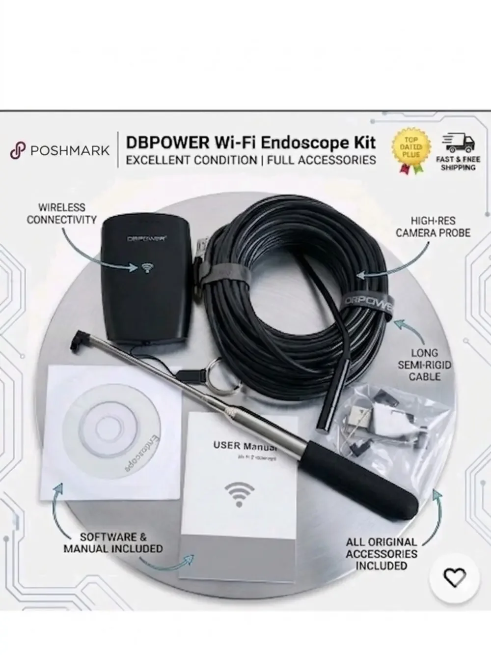 DBPower Versatile Wi‑Fi Camera Endoscope Kit – Black
